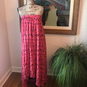 Free People Red Strapless Maxi